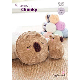 Capybara Plushie and Cushion in Stylecraft Chenille Chunky - Digital Version 10242