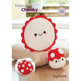 Toadstool Plushie and Cushion in Stylecraft Chenille Chunky - 10244