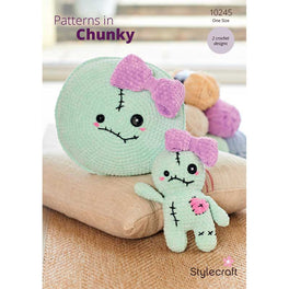 Voodoo Doll Plushie and Cushion in Stylecraft Chenille Chunky - Digital Version 10245