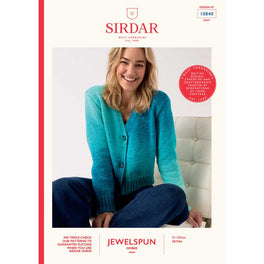 V Nice V Neck Cardigan in Sirdar Jewelspun Ombre Aran - Digital Version 10840