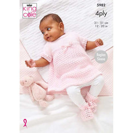 Matinee Coat, Angel Top, Hat & Bootees Knitted in King Cole Cherished 4Ply