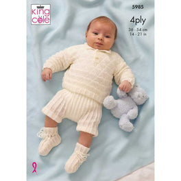 Sweaters, Pants & Bootees  Knitted in King Cole Cherished 4Ply