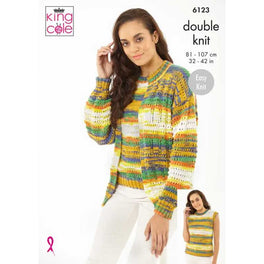 Sweater, Cardigan, & Tank Top Knitted in King Cole Tropical Beaches DK