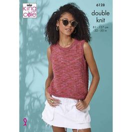 Short Sleeve & Sleeveless Tops Knitted in King Cole Linendale Reflections DK - Digital Version 6128
