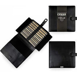 Lykke Driftwood 10" Straight Single Pointed Knitting Needles 12 pair set - Black Faux