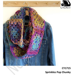 Free Download - Granny Square Scarf in Cygnet Sprinkles Pop Chunky