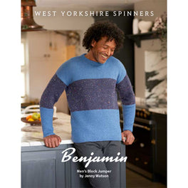 Benjamin Men's Block Jumper in West Yorkshire Spinners ColourLab Aran - Digital Version DBP0300
