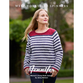 Jennifer Women's Scoop Neck Jumper in West Yorkshire Spinners ColourLab Aran - Digital Version DBP0302