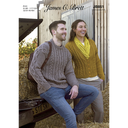 Cardigan and Sweater in James C Brett Croftland Aran