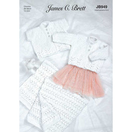 Cardigan and Blanket in James C Brett Flutterby Sparkle Chunky