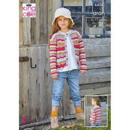 Children's Cardigans knitted in King Cole Homespun Aran