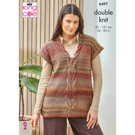 Round and V Neck Tank Tops Knitted in King Cole Cottagespun Dk - Digital Version 6497