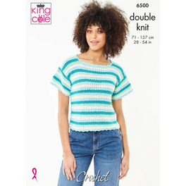 Short Sleeve and Sleeveless Top crocheted in King Cole Cottonsoft Dk - Digital Version 6500