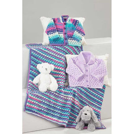 Cardigans and Blanket in James C Brett Baby Twinkle Prints