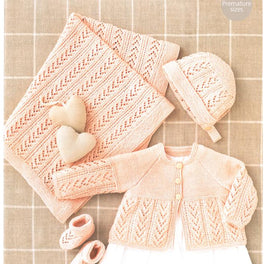 Coat, Bonnet, Bootees and Blanket in Sirdar Snuggly 4ply
