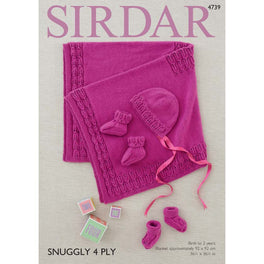 Blanket Bonnet & Bootees in Sirdar Snuggly 4ply 4739 - Digital Version
