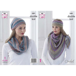 Shawl, Cowl & Hat in King Cole Riot Dk