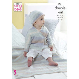Cardigan Hat and Blanket in King Cole Beaches Dk - Digital Version 5421