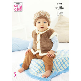 Pram Blanket, Jacket, Gilet & Hat Knitted in King Cole Truffle