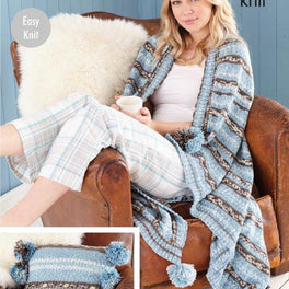 Cushion, Throw, Tea Cosy and Hot Water Bottle in King Cole Fjord Dk - Digital Version 5655