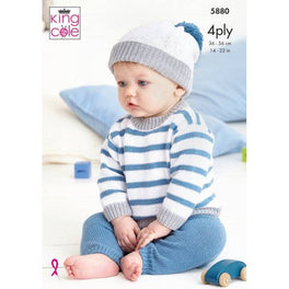 Baby Set Knitted in King Cole Cotton Socks 4ply