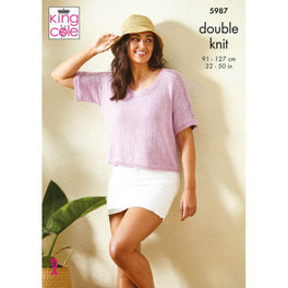 Ladies Tops Knitted in King Cole Linendale DK