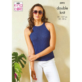 Ladies Tops Knitted in King Cole Linendale DK