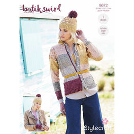 Cardigan, Hat and Wristwarmers in Stylecraft Batik Swirl DK