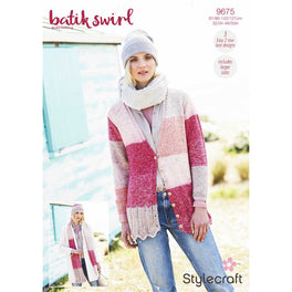 Cardigan Scarf and Hat in Stylecraft Batik Swirl DK