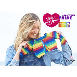 Free Download - Baby Cardigan Pattern by Stuart Hillard in Stylecraft Head Over Heels - Show Your Pride- Digital Version