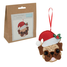 Trimits Felt Decoration Kit: Pug in Santa Hat