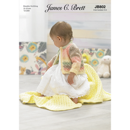 Cardigan Blanket and Hat in James C Brett Baby Marble Dk