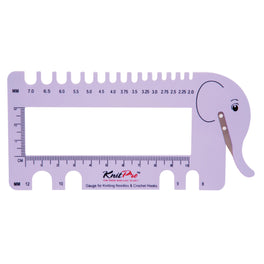 KnitPro Knitting Needle & Crochet Gauge with Yarn Cutter - Lilac