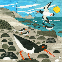 Silken Scenes: Oystercatchers (Long Stitch)