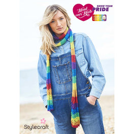 Free Download - Scarf Pattern by Stuart Hillard in Stylecraft Head Over Heels - Show Your Pride- Digital Version