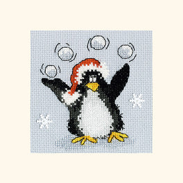 PPP Playing Snowballs - cross stitch card kit