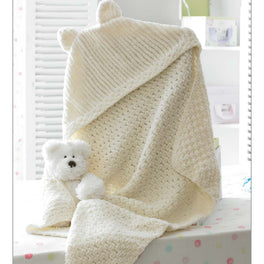 Hooded Blanket in James C Brett Flutterby Chunky
