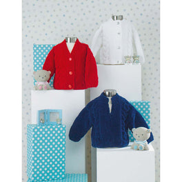Cardigan and Sweater in James C Brett Flutterby Chunky JB448