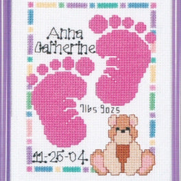 Baby Footprints Birth Announcement Sampler