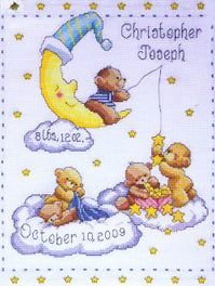 Heavenly Bears Birth Sampler
