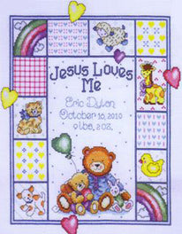 Jesus Loves Me Birth Sampler